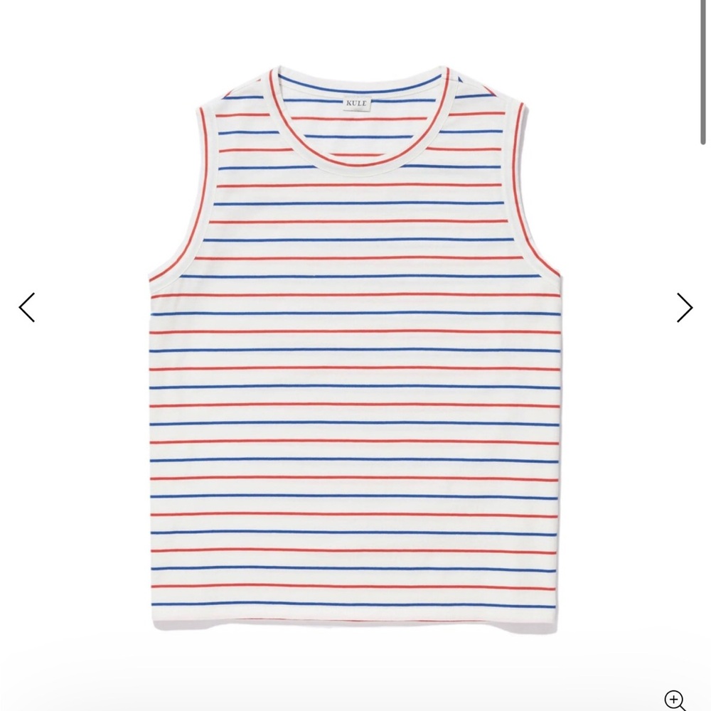 KULE THE TANK Cotton T-Shirt Multicolor Striped Women's XXL